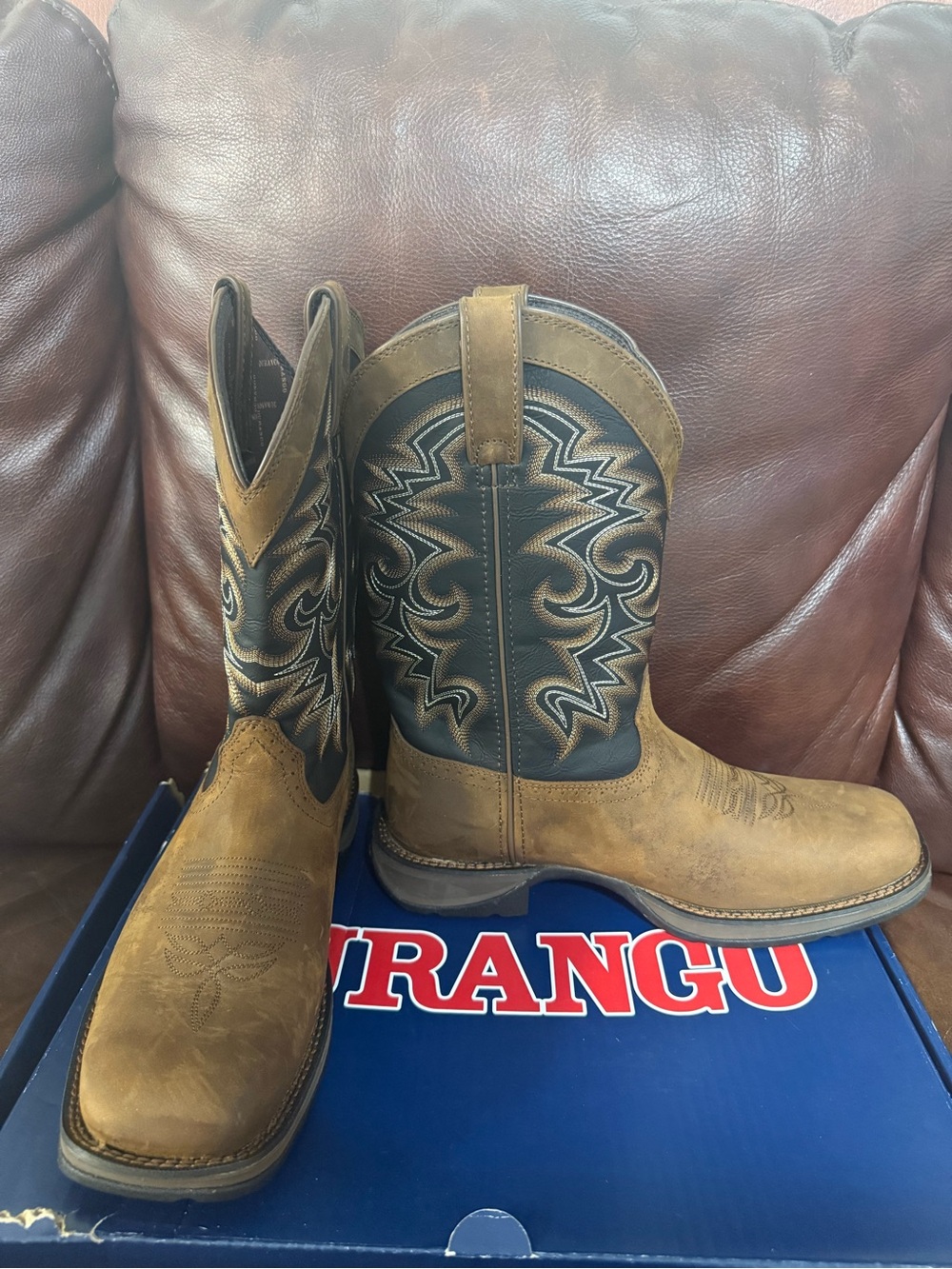 Rebel by Durango Brown and Black Western Cowboy Work Boots Brand New Size 10 M - Picture 9 of 15